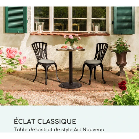 Table De Bistrot Style - Blumfeldt - Style Art Nouveau - 57,5 X 72 Cm (øxh - Plateau Rond En Marbre - Noir , Blanc & Or 4 Table De Bistrot Style - Blumfeldt - Style Art Nouveau - 57,5 X 72 Cm (øxh - Plateau Rond En Marbre - Noir , Blanc & Or – Image 2