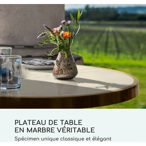 Table De Bistrot Style - Blumfeldt - Style Art Nouveau - 57,5 X 72 Cm (øxh - Plateau Rond En Marbre - Noir , Blanc & Or 5 Table De Bistrot Style - Blumfeldt - Style Art Nouveau - 57,5 X 72 Cm (øxh - Plateau Rond En Marbre - Noir , Blanc & Or – Image 3