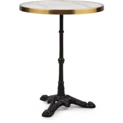 Table De Bistrot - Blumfeldt - Style Art Nouveau - 57,5 X 72 Cm (øxh) - Plateau Rond En Marbre - Noir , Blanc & Or