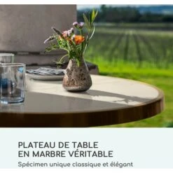 Table De Bistrot - Blumfeldt - Style Art Nouveau - 57,5 X 72 Cm (øxh) - Plateau Rond En Marbre - Noir , Blanc & Or -Homcomes Boutique 88716180 3