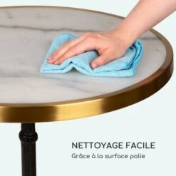 Table De Bistrot - Blumfeldt - Style Art Nouveau - 57,5 X 72 Cm (øxh) - Plateau Rond En Marbre - Noir , Blanc & Or -Homcomes Boutique 88716180 4