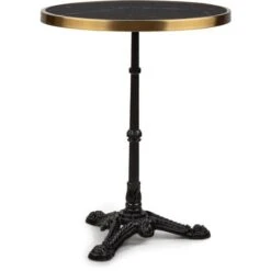 Table De Bistrot - Blumfeldt - Style Art Nouveau - 57,5 X 72 Cm (øxh) - Plateau Rond En Marbre - Noir & Or