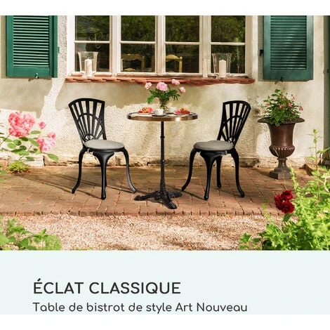 Table De Bistrot - Blumfeldt - Style Art Nouveau - 57,5 X 72 Cm (øxh) - Plateau Rond En Marbre - Noir & Or 4 Table De Bistrot - Blumfeldt - Style Art Nouveau - 57,5 X 72 Cm (øxh) - Plateau Rond En Marbre - Noir & Or – Image 2