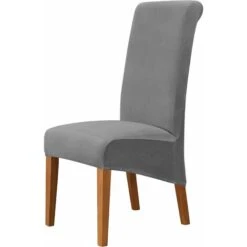 Velvet Large Chair Covers Pour Salle à Manger, Housse De Siège Extensible Douce Pour Grande Chaise De Salle à Manger, Protecteur De Chaise Parsons Lavable Amovible, 2 Pièces,Gris Foncé