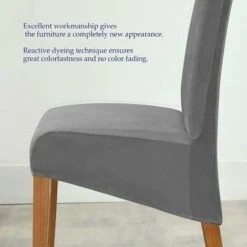 Velvet Large Chair Covers Pour Salle à Manger, Housse De Siège Extensible Douce Pour Grande Chaise De Salle à Manger, Protecteur De Chaise Parsons Lavable Amovible, 2 Pièces,Gris Foncé -Homcomes Boutique 88730864 5
