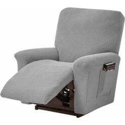 Lot De 4 housses De Canapé, Extensibles, Pour Fauteuil Inclinable De Relaxation Et De Massage, En élasthanne, Dotées De Jacquard, Gris Clair