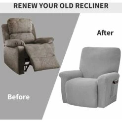 Lot De 4 housses De Canapé, Extensibles, Pour Fauteuil Inclinable De Relaxation Et De Massage, En élasthanne, Dotées De Jacquard, Gris Clair -Homcomes Boutique 89221702 4