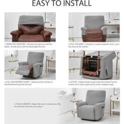 Lot De 4 housses De Canapé, Extensibles, Pour Fauteuil Inclinable De Relaxation Et De Massage, En élasthanne, Dotées De Jacquard, Gris Clair -Homcomes Boutique 89221702 5