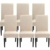Housses De Chaise Extensibles 6 Pièces, Housses De Salle à Manger Lavables Universelles, Housses De Chaise Faciles à Nettoyer Pour Décoration De Salle à Manger D'hôtel (Beige, Lot De 6) -Homcomes Boutique 89427281 1