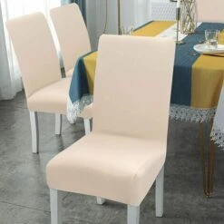 Housses De Chaise Extensibles 6 Pièces, Housses De Salle à Manger Lavables Universelles, Housses De Chaise Faciles à Nettoyer Pour Décoration De Salle à Manger D'hôtel (Beige, Lot De 6) -Homcomes Boutique 89427281 3