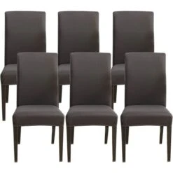 Lot De 6 Housses De Chaise Extensibles Universelle - Moderne - Gris Pour Décor Salle à Manger Hôtel Restaurant