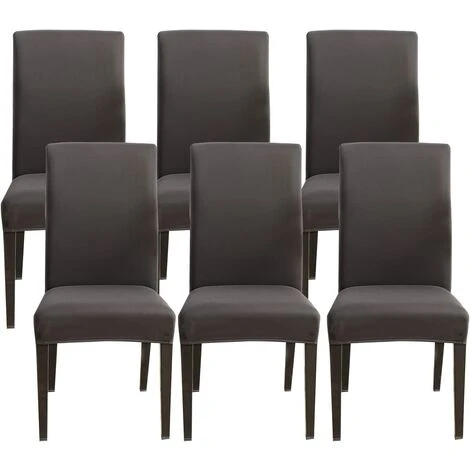 Lot De 6 Housses De Chaise Extensibles Universelle - Moderne - Gris Pour Décor Salle à Manger Hôtel Restaurant 3 Lot De 6 Housses De Chaise Extensibles Universelle - Moderne - Gris Pour Décor Salle à Manger Hôtel Restaurant