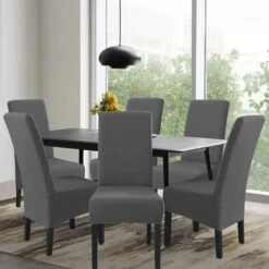 Lot De 6 Housses De Chaise XL Extensible Gris Pour Salle à Manger élastique Couverture Chaises Dossier Haut Grande Taille Lavable -Homcomes Boutique 89650215 3