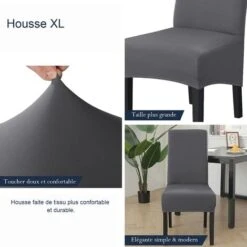 Lot De 6 Housses De Chaise XL Extensible Gris Pour Salle à Manger élastique Couverture Chaises Dossier Haut Grande Taille Lavable -Homcomes Boutique 89650215 5
