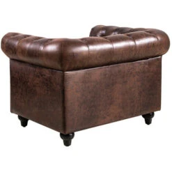 Canapé Simple Fauteuil Moderne Housse De Chaise Chaises De Club Chaise Longue Chaise Cocktail Salon Chaise Relax Fauteuil (104 81 71cm) - Marron Faux Cuir -Homcomes Boutique 89966782 5