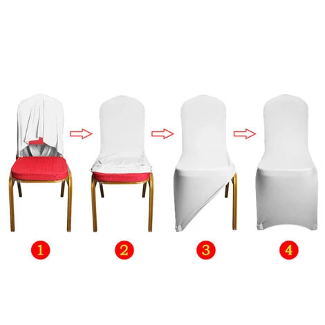 Housse De Chaise Lot De 50 Housse De Chaise Extensible Ruban Stretch Couverture De Chaise Pour De Mariage, Banquet,Cérémonie, Blanc HENGMEI 4 Housse De Chaise Lot De 50 Housse De Chaise Extensible Ruban Stretch Couverture De Chaise Pour De Mariage, Banquet,Cérémonie, Blanc HENGMEI – Image 2
