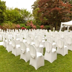 Housse De Chaise Lot De 50 Housse De Chaise Extensible Ruban Stretch Couverture De Chaise Pour De Mariage, Banquet,Cérémonie, Blanc HENGMEI 11 Housse De Chaise Lot De 50 Housse De Chaise Extensible Ruban Stretch Couverture De Chaise Pour De Mariage, Banquet,Cérémonie, Blanc HENGMEI -Homcomes Boutique 90040822 5