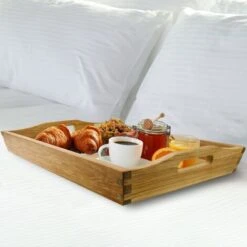 Plateau En Bois Multifonctionnel En Teck Véritable 60x40x7 Cm 10 Plateau En Bois Multifonctionnel En Teck Véritable 60x40x7 Cm -Homcomes Boutique 90679990 4