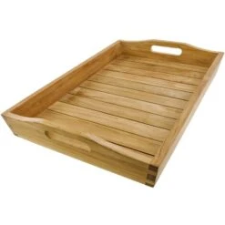 Plateau En Bois Multifonctionnel En Teck Véritable 60x40x7 Cm 11 Plateau En Bois Multifonctionnel En Teck Véritable 60x40x7 Cm -Homcomes Boutique 90679990 5