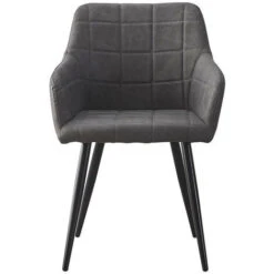 Lot De 2 Chaise De Salle à Manger Chaise De Cuisine Rembourrée En Métal Pied, Faux Cuir Chaises, Gris Clair -Homcomes Boutique 90701949 4