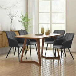 Lot De 2 Chaise De Salle à Manger Chaise De Cuisine Rembourrée En Métal Pied, Faux Cuir Chaises, Gris Clair -Homcomes Boutique 90701949 5