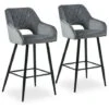 Lot De 2 Tabourets De Bar En Velours Avec Siège Rembourré Doux, Accoudoir, Dossier Ouvert Et Base En Métal, Chaise Haute, Gris 1 Lot De 2 Tabourets De Bar En Velours Avec Siège Rembourré Doux, Accoudoir, Dossier Ouvert Et Base En Métal, Chaise Haute, Gris -Homcomes Boutique 90702535 1