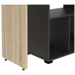 Meuble De Bar Pivotant Avec Rangements - Naturel Et Anthracite - SATURNE -Homcomes Boutique 91709196 5