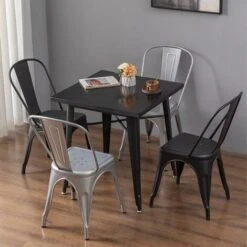 Hofuton Table Haute Carrée En Fer (60x60 Cm) Noir