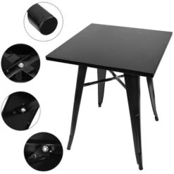 Hofuton Table Haute Carrée En Fer (60x60 Cm) Noir -Homcomes Boutique 91732950 3