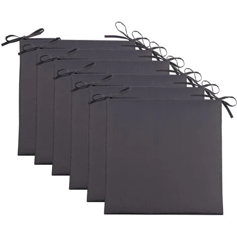 Lot De 6 Coussins De Chaise De Jardin 40x40 Cm Galette Extérieur/intérieur Gris Anthracite 3 Lot De 6 Coussins De Chaise De Jardin 40x40 Cm Galette Extérieur/intérieur Gris Anthracite