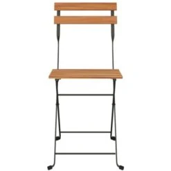 Lot De 8 Chaises De Jardin Pliantes Chaises De Bistrot Bois De Teck Solide Et Acier 88774 -Homcomes Boutique 91978473 4