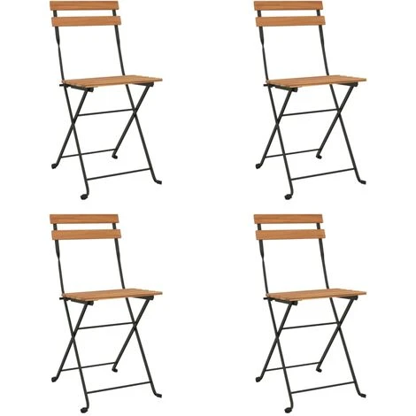 Lot De 4 Chaises De Jardin Pliantes Chaises De Bistrot Bois De Teck Solide Et Acier 58038 4 Lot De 4 Chaises De Jardin Pliantes Chaises De Bistrot Bois De Teck Solide Et Acier 58038 – Image 2