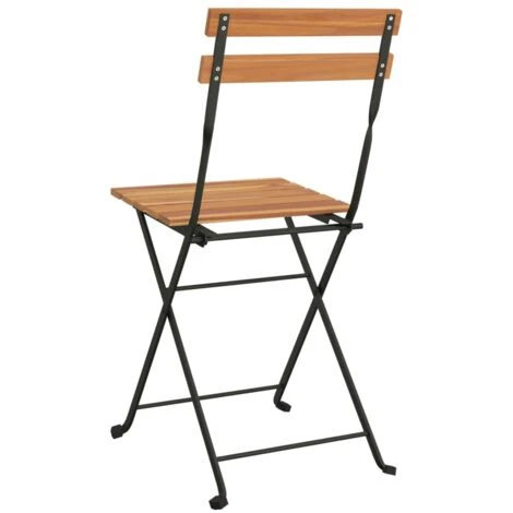 Lot De 4 Chaises De Jardin Pliantes Chaises De Bistrot Bois De Teck Solide Et Acier 58038 7 Lot De 4 Chaises De Jardin Pliantes Chaises De Bistrot Bois De Teck Solide Et Acier 58038 – Image 5