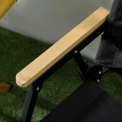 OUTSUNNY Lot De 2 Chaises De Plage Camping Pliantes - Poignée - Structure Acier Oxford Noir -Homcomes Boutique 92489521 4