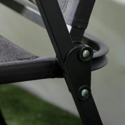 OUTSUNNY Lot De 2 Chaises De Plage Camping Pliantes - Poignée - Structure Acier Oxford Noir -Homcomes Boutique 92489521 5