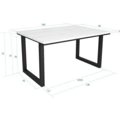 Skraut Home - Table à Manger - 6 Personnes - 140 - Robuste Et Stable Grâce à Sa Structure Et Aux Pieds Solides - Idéal Pour Les Rassemblements De Famille - Blanc - Style Industriel -Homcomes Boutique 92698047 4