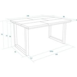 Skraut Home - Table à Manger - 6 Personnes - 140 - Robuste Et Stable Grâce à Sa Structure Et Aux Pieds Solides - Idéal Pour Les Rassemblements De Famille - Blanc - Style Industriel -Homcomes Boutique 92698047 5