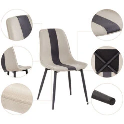 Meerveil Chaises De Salle à Manger, Chaise Cuisine En Tissu Avec Pieds En Métal, Salle à Manger (Kaki,Lot De 4) 10 Meerveil Chaises De Salle à Manger, Chaise Cuisine En Tissu Avec Pieds En Métal, Salle à Manger (Kaki,Lot De 4) -Homcomes Boutique 92920257 4