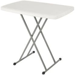 Table Pliante Transportable, Table De Pique Nique Rectangulaire, Table De Jardin, Plastique, Pieds De Table En Acier, Blanc