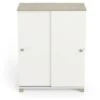 Buffet 2 Portes Coulissantes Blanc Mat/Chêne Clair - ZILY - L 80 X L 35 X H 101 Cm -Homcomes Boutique 93975740 1
