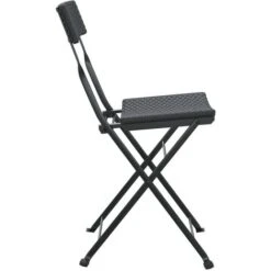 Lot De 4 Chaises De Jardin Pliantes - Chaises D'extérieur Pour Terrasse/jardin Noir Résine Tressée Et Acier BV523772 - BonneVie -Homcomes Boutique 94371021 5