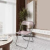 GUOYIHUA® Chaise Pliante Moderne, Cadre Chromé, Assise Acrylique, Convient Pour Salle à Manger, Salon, 46 X 46 X 77 Cm, Rose -Homcomes Boutique 94494692 1