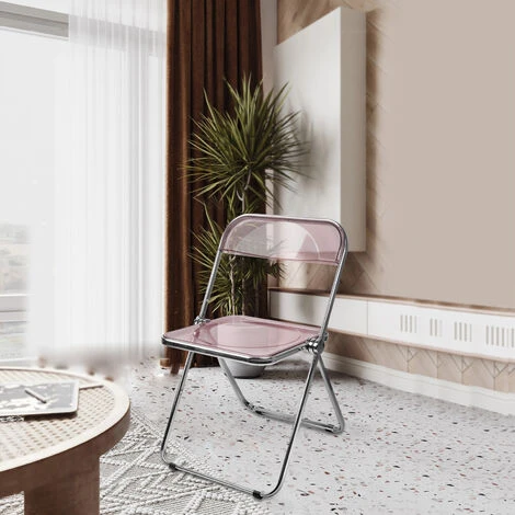 GUOYIHUA® Chaise Pliante Moderne, Cadre Chromé, Assise Acrylique, Convient Pour Salle à Manger, Salon, 46 X 46 X 77 Cm, Rose 3 GUOYIHUA® Chaise Pliante Moderne, Cadre Chromé, Assise Acrylique, Convient Pour Salle à Manger, Salon, 46 X 46 X 77 Cm, Rose
