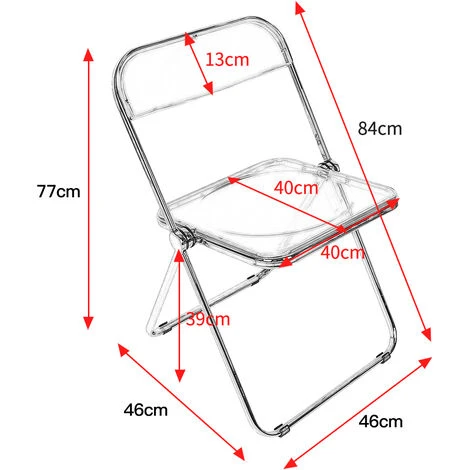 GUOYIHUA® Chaise Pliante Moderne, Cadre Chromé, Assise Acrylique, Convient Pour Salle à Manger, Salon, 46 X 46 X 77 Cm, Rose 4 GUOYIHUA® Chaise Pliante Moderne, Cadre Chromé, Assise Acrylique, Convient Pour Salle à Manger, Salon, 46 X 46 X 77 Cm, Rose – Image 2