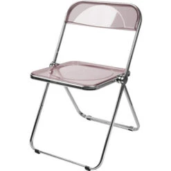 GUOYIHUA® Chaise Pliante Moderne, Cadre Chromé, Assise Acrylique, Convient Pour Salle à Manger, Salon, 46 X 46 X 77 Cm, Rose 9 GUOYIHUA® Chaise Pliante Moderne, Cadre Chromé, Assise Acrylique, Convient Pour Salle à Manger, Salon, 46 X 46 X 77 Cm, Rose -Homcomes Boutique 94494692 3