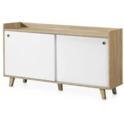 TOPKIT Buffet à 2 Portes Coulissantes 2160 Buffet Buffet Buffet De Salle à Manger Couleur Chêne Blanc -Homcomes Boutique 94920674 4