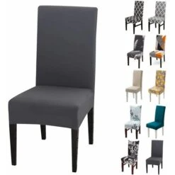 Lot De 6 Housses De Chaise Extensibles Universelle - Moderne - Gris
