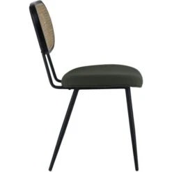 Lot De 2 Chaises En Cannage Et Tissu Boucle Vert Kaki ELENA -Homcomes Boutique 94987109 3