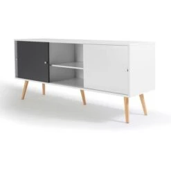 Buffet EFFIE Scandinave 3 Portes Bois Blanc Et Gris -Homcomes Boutique 9588620 5