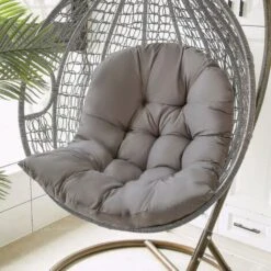 1pcs Panier Egg Chair Coussins D'assise Jardin Hamac Berceau Pads Only Mat（Gris Foncé） -Homcomes Boutique 95969692 3